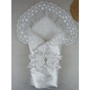 LitaeTrend Yenidoğan Pırıltı Taç Nakışlı Trilüks Kundak Bebek Battaniyesi Ekru