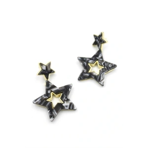 LitaeTrend Yıldız Küpe - Siyah