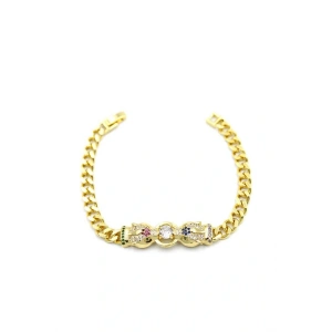 LitaeTrend Zirkon Taşlı Leopar Bileklik - Altın