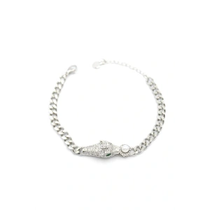 LitaeTrend Zirkon Taşlı Leopar Bileklik - Gümüş