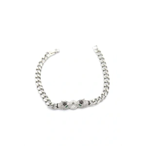 LitaeTrend Zirkon Taşlı Leopar Bileklik - Gümüş