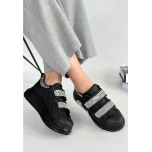 Nino Siyah Cilt Cırt Cırtlı Spor Ayakkabı