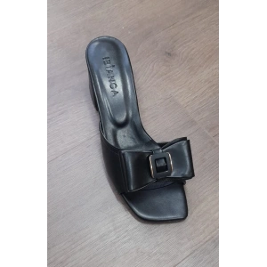 Veor Siyah Cilt Topuklu Terlik