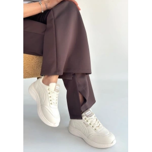 Yejja Bej Cilt Bağcıklı Spor Ayakkabı