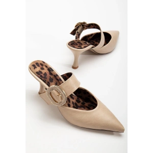 Yote Bej Cilt Topuklu Terlik