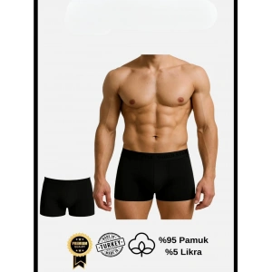 Litae Pamuklu Düz Siyah Renk Erkek Boxer
