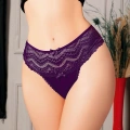 HERŞEYTREND  Büyük Beden Bel Kısmı Dantelli Fantezi Mor Tanga String