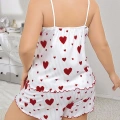Litae Büyük Beden Kalp Desen Pamuklu Şortlu Pijama Takımı
