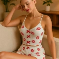 HERŞEYTREND  Dudak Desenli Şortlu Pijama Takımı