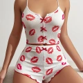 HERŞEYTREND  Dudak Desenli Şortlu Pijama Takımı