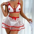 HERŞEYTREND  Fantezi Beyaz Tül Etekli Seksi Hemşire Kostümü