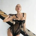 HERŞEYTREND  Göğüs Dekolteli Fantezi Siyah Tül Transparan Babydoll