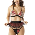 HERŞEYTREND  Nakış Detaylı Fantazi Sütyen Tanga String Takımı