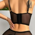 HERŞEYTREND  Özel Bölgesi Açık Siyah Dantelli Fantezi Büstiyer Takım