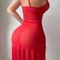 HERŞEYTREND  Özel Tasarım Kırmızı Dantel İşlemeli Korse Görünümlü Önden Büzgülü Fantezi Tül Gecelik
