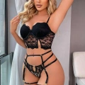 HERŞEYTREND  Siyah Dantelli Jartiyer Fantezi Seksi Büstiyer Takımı