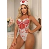 Litae Kırmızı Fantezi Body Hemşire Kostümü