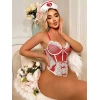 Litae Kırmızı Fantezi Body Hemşire Kostümü