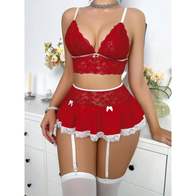 HERŞEYTREND  Bustiyer ve Mini Etekli Fantezi Hemşire Kostümü