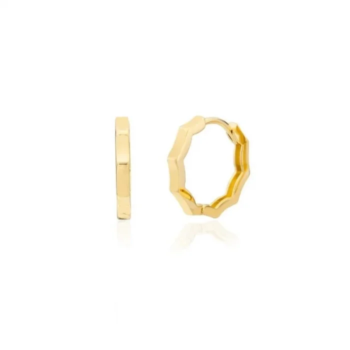 Altın Köşeli 14 Ayar Halka Küpe