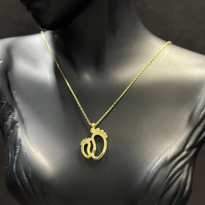 ANNE BEBEK AYAK İZİ 14 AYAR ALTIN KOLYE