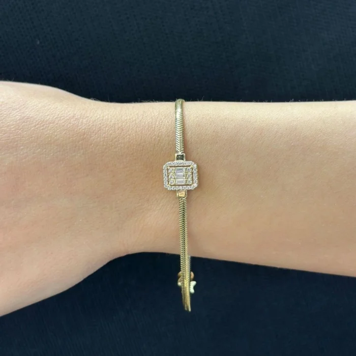 BAGET TAŞLI 14 AYAR ALTIN BİLEKLİK