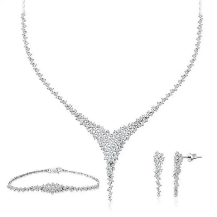 Beyaz Altın Baget Modeli 14 Ayar Gelin Seti