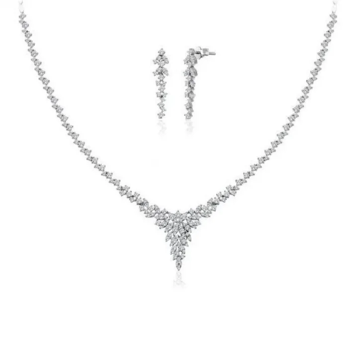 Beyaz Altın Fantazi 14 Ayar Gelin Seti