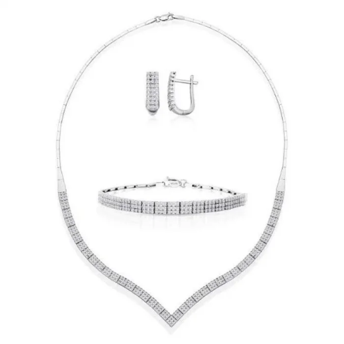 Beyaz Altın Su Yolu 14 Ayar Nişan Seti