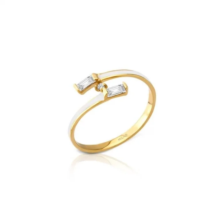 Beyaz Mineli Taşlı 14 Ayar Yüzük