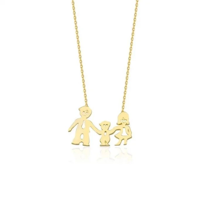 Erkek Çocuk Aile Kolye 14 Ayar
