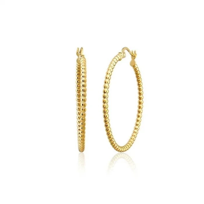 Geniş Tırtıklı Model 14 Ayar Halka Küpe