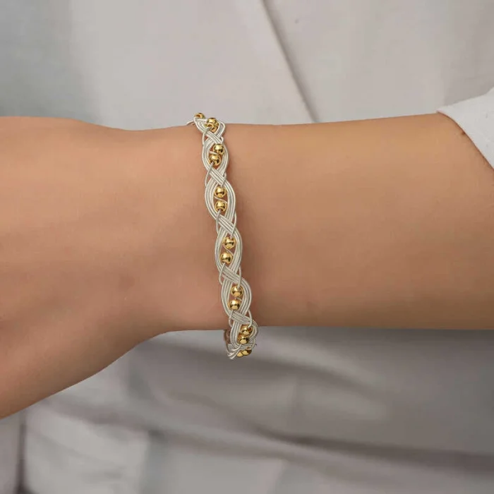 Gümüş Kazaziye Örgü Bileklik