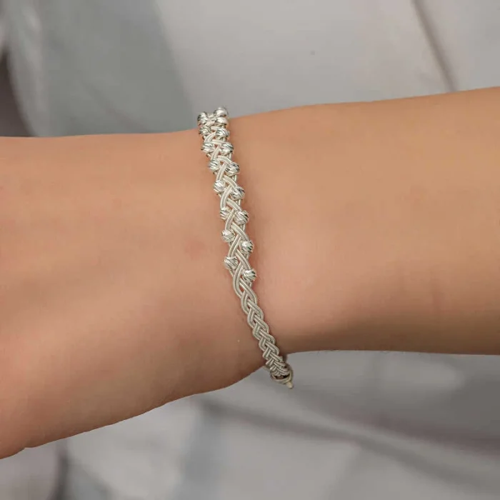 Gümüş Kazaziye Örgü Bileklik