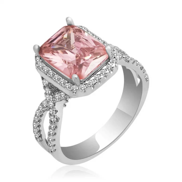 Gümüş Pembe Baget Bayan Yüzük