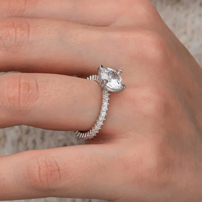 Gümüş Tektaş Tamtur Kadın Yüzük