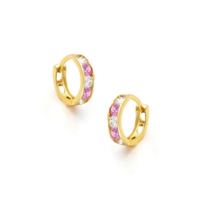 Halkalı Taşlı 14 Ayar Çocuk Küpesi