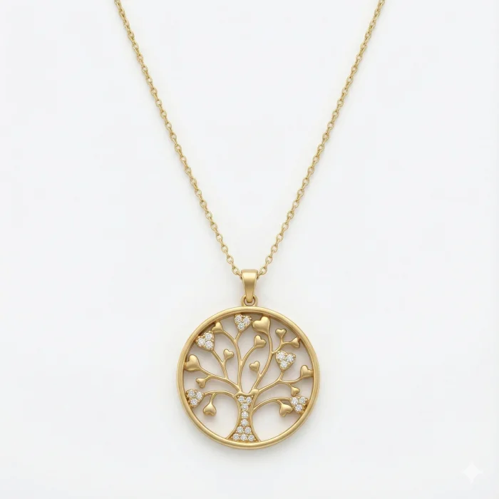 Hayat Ağacı Tasarım 14 Ayar Kolye