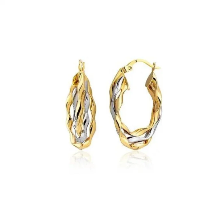 İki Renk Makarna Modeli 14 Ayar Küpe