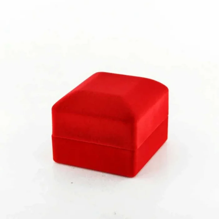 Kadife Kaplamalı Kırmızı Işıklı Yüzük Kutusu