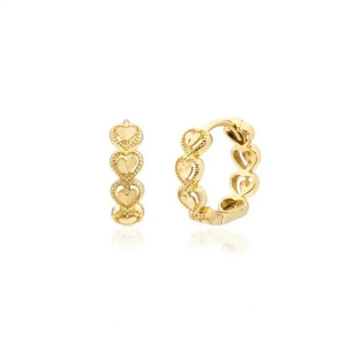 Kalp Detaylı 14 Ayar Halka Küpe