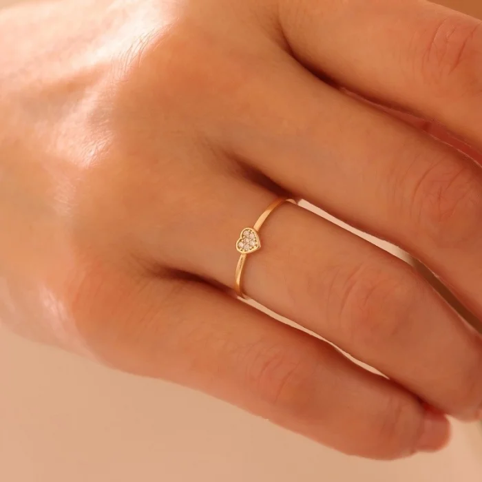 Kalp Minimal 14 Ayar Altın Yüzük