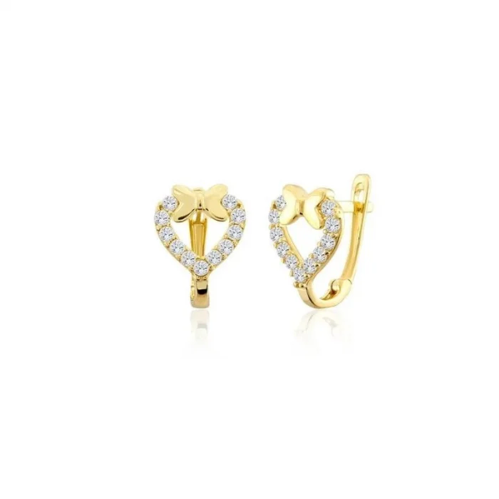 Kalpli Taşlı 14 Ayar Çocuk Küpesi