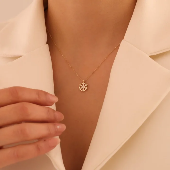 Kar Tanesi 14 Ayar Altın Kolye