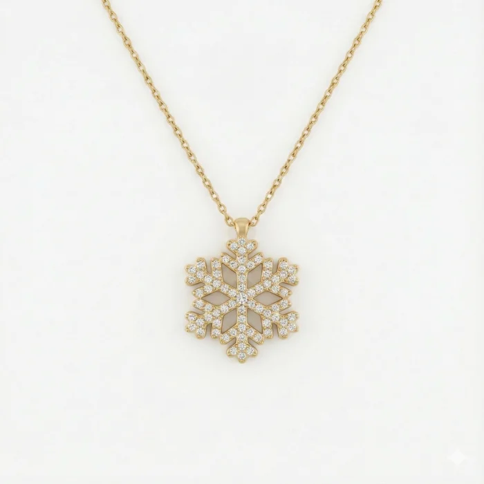 Kar Tanesi Tasarım 14 Ayar Kolye