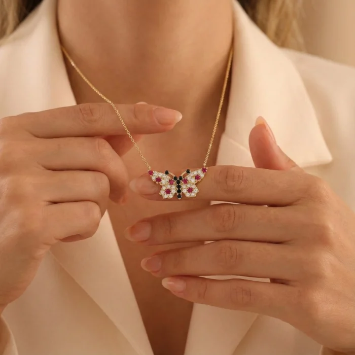 Kelebek Tasarım 14 Ayar Kolye