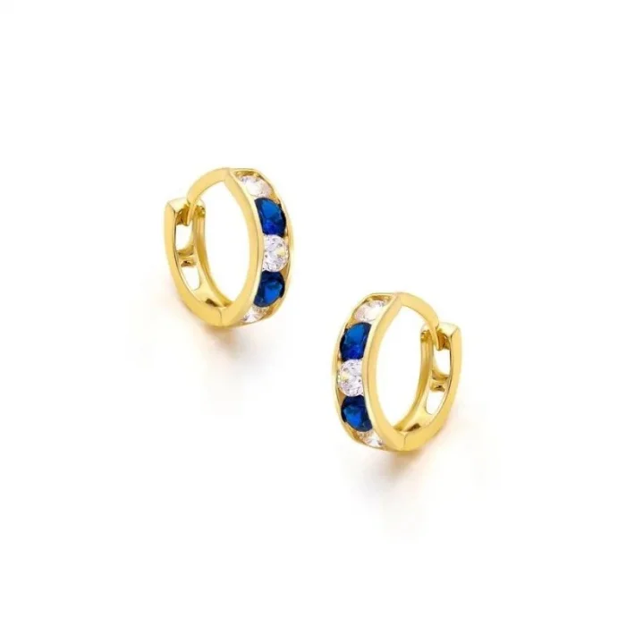 Mavi Taşlı 14 Ayar Çocuk Küpesi