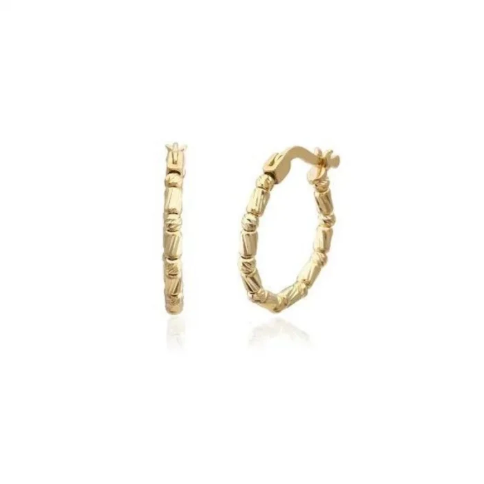 Modern Tasarım Dorikalı Halka 14 Ayar Küpe