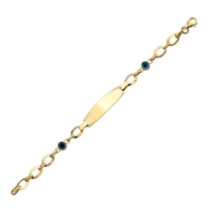 Nazar Boncuklu Plakalı 14 Ayar Çocuk Künyesi