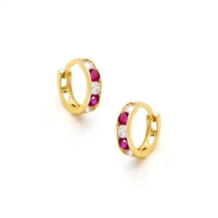 Pembe Taşlı 14 Ayar Çocuk Küpesi